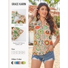 image:imageGRACE KARIN Womens Boho Tops Summer Spring Cotton Floral Blouses Short Sleeve Print Shirts V Neck Beach Vacation Clothes 2026White Green Hexagonal Floral