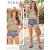 image:imageGRACE KARIN Womens Boho Tops Summer Spring Cotton Floral Blouses Short Sleeve Print Shirts V Neck Beach Vacation Clothes 2026White Green Hexagonal Floral