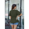 image:imageGRACE KARIN Womens Elegant VNeck Tie Waist Flowy Peplum Shirt Tops  Flatters Pear amp Curvy Figures Soft Breathable Allday True to size Office to Weddings amp Weekend CasualsArmy Green