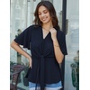 image:imageGRACE KARIN Womens Elegant VNeck Tie Waist Flowy Peplum Shirt Tops  Flatters Pear amp Curvy Figures Soft Breathable Allday True to size Office to Weddings amp Weekend CasualsNavy Blue1