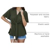 image:imageGRACE KARIN Womens Elegant VNeck Tie Waist Flowy Peplum Shirt Tops  Flatters Pear amp Curvy Figures Soft Breathable Allday True to size Office to Weddings amp Weekend CasualsArmy Green
