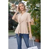 image:imageGRACE KARIN Womens Elegant VNeck Tie Waist Flowy Peplum Shirt Tops  Flatters Pear amp Curvy Figures Soft Breathable Allday True to size Office to Weddings amp Weekend CasualsLight Khaki