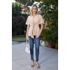 image:imageGRACE KARIN Womens Elegant VNeck Tie Waist Flowy Peplum Shirt Tops  Flatters Pear amp Curvy Figures Soft Breathable Allday True to size Office to Weddings amp Weekend CasualsLight Khaki