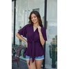 image:imageGRACE KARIN Womens Elegant VNeck Tie Waist Flowy Peplum Shirt Tops  Flatters Pear amp Curvy Figures Soft Breathable Allday True to size Office to Weddings amp Weekend CasualsDark Purple