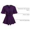 image:imageGRACE KARIN Womens Elegant VNeck Tie Waist Flowy Peplum Shirt Tops  Flatters Pear amp Curvy Figures Soft Breathable Allday True to size Office to Weddings amp Weekend CasualsDark Purple