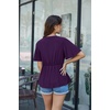 image:imageGRACE KARIN Womens Elegant VNeck Tie Waist Flowy Peplum Shirt Tops  Flatters Pear amp Curvy Figures Soft Breathable Allday True to size Office to Weddings amp Weekend CasualsDark Purple