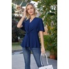 image:imageGRACE KARIN Womens Elegant VNeck Tie Waist Flowy Peplum Shirt Tops  Flatters Pear amp Curvy Figures Soft Breathable Allday True to size Office to Weddings amp Weekend CasualsNavy Blue