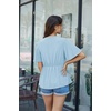 image:imageGRACE KARIN Womens Elegant VNeck Tie Waist Flowy Peplum Shirt Tops  Flatters Pear amp Curvy Figures Soft Breathable Allday True to size Office to Weddings amp Weekend CasualsLight Blue