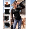 image:imageGRACE KARIN Womens Lace Top Sheer Bell Long Sleeve Ruched Asymmetrical Boho Western Clothes Fitted Mesh Peplum Tops FlowyBlack Peony Lace