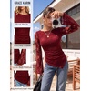 image:imageGRACE KARIN Womens Lace Top Sheer Bell Long Sleeve Ruched Asymmetrical Boho Western Clothes Fitted Mesh Peplum Tops FlowyRed Rose Lace
