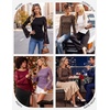 image:imageGRACE KARIN Womens Lace Top Sheer Bell Long Sleeve Ruched Asymmetrical Boho Western Clothes Fitted Mesh Peplum Tops FlowyRed Rose Lace