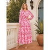 image:imageGRACE KARIN Womens Long Sleeve Fall Wedding Guest Floral Dress  2026 V NeckPocketsSmocked TiededA LineFlowy Maxi DressesCasual Boho Outfits Suitable for OutingDatesTravelVacationsPink Floral