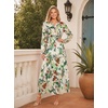 image:imageGRACE KARIN Womens Long Sleeve Fall Wedding Guest Floral Dress  2026 V NeckPocketsSmocked TiededA LineFlowy Maxi DressesCasual Boho Outfits Suitable for OutingDatesTravelVacationsGreen Floral