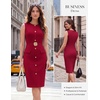 image:imageGRACE KARIN Womens Sleeveless Bodycon Work Office Business Dress  2026 Crew NeckBack ZipperElastic BeltKnee LengthClassic Sheath Outfits Suitable for FunralChurchBusiness CasualTravelDark Red