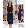 image:imageGRACE KARIN Womens Sleeveless Bodycon Work Office Business Dress  2026 Crew NeckBack ZipperElastic BeltKnee LengthClassic Sheath Outfits Suitable for FunralChurchBusiness CasualTravelNavy