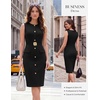 image:imageGRACE KARIN Womens Sleeveless Bodycon Work Office Business Dress  2026 Crew NeckBack ZipperElastic BeltKnee LengthClassic Sheath Outfits Suitable for FunralChurchBusiness CasualTravelBlack