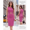 image:imageGRACE KARIN Womens Sleeveless Bodycon Work Office Business Dress  2026 Crew NeckBack ZipperElastic BeltKnee LengthClassic Sheath Outfits Suitable for FunralChurchBusiness CasualTravelRose