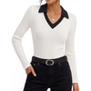 image:imageGRACE KARIN 2026 Womens Long Sleeve Polo Shirts V Neck Collared Ribbed Knit Slim Fit Business Casual Work Office TopsWhite