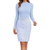 image:imageGRACE KARIN Fall Long Sleeve Mini Bodycon Business Work Dress  Mock NeckSheathTweedSuitable for Business Casual EventConferencesChurchOffice SettingsBusiness TravelBlue