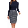 image:imageGRACE KARIN Fall Long Sleeve Mini Bodycon Business Work Dress  Mock NeckSheathTweedSuitable for Business Casual EventConferencesChurchOffice SettingsBusiness TravelNavy