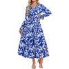 image:imageGRACE KARIN Fall Wedding Guest Causal Midi Floral V Neck Dresses  Long SleeveA LineFlowySmocked WaistRuffleTieredwith PocketsBeachVacationCocktailSemi FormalCorsetPartyBirthdayBlue Floral