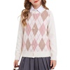 image:imageGRACE KARIN Girls Cardigan Sweater Button Argyle Knit School Uniform 614Y  Long Sleeve Crew Neck Ribbed Knitted Cardigan Soft Stretch Fabric for Casual School Daily Preppy Classic Kids Children YouthIvory White