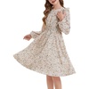 image:imageGRACE KARIN Girls Fall Long Sleeve Dress Floral Ruffle Dresses Size 714  Smocked Waist Crew Neck School Casual Holiday Church Party Birthday Christmas Flowy Aline Midi DressesApricot Floral
