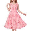 image:imageGRACE KARIN Girls Hawaiian Dress Floral Chiffon ALine Sleeveless Summer Sundress for Beach Vacation Party 716Pink Flower