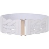 image:imageGRACE KARIN Wide Belts for Women Elastic Waist Belt  3 inch wide stretchy waistband Woven design Golden buckle For dresses skirt Vintage casual boho western styleWhite
