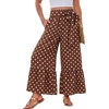 image:imageGRACE KARIN Womens 2026 Summer Wide Leg Palazzo Pants Elastic High Waisted Boho Casual Flowy Beach Pants with PocketsBrown Polka Dot