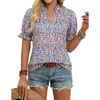 image:imageGRACE KARIN Womens Boho Tops Summer Spring Cotton Floral Blouses Short Sleeve Print Shirts V Neck Beach Vacation Clothes 2026White Blue Orange Floral