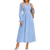 image:imageGRACE KARIN Womens Long Sleeve Cotton Eyelet Fall Maxi Dress 2026  Pockets V Neck A Line Embroidered Flowy Winter Fashion Clothes Outfits Funeral Church Wedding Guest Cocktail DressesLight Blue