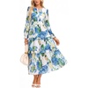 image:imageGRACE KARIN Womens Long Sleeve Fall Wedding Guest Floral Dress  2026 V NeckPocketsSmocked TiededA LineFlowy Maxi DressesCasual Boho Outfits Suitable for OutingDatesTravelVacationsBlue Floral