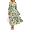 image:imageGRACE KARIN Womens Long Sleeve Fall Wedding Guest Floral Dress  2026 V NeckPocketsSmocked TiededA LineFlowy Maxi DressesCasual Boho Outfits Suitable for OutingDatesTravelVacationsGreen Floral