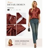 image:imageGRACE KARIN 2026 Women Satin Tops Short Sleeve Blouse Mock Neck Work Silk Shirts Business Casual OutfitsRed Orange