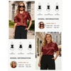 image:imageGRACE KARIN 2026 Women Satin Tops Short Sleeve Blouse Mock Neck Work Silk Shirts Business Casual OutfitsRed Orange
