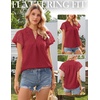 image:imageGRACE KARIN Womens Lace Short Sleeve Tops Summer Dressy Casual Cotton Blouses Flowy V Neck Dress Shirts Trendy Clothing 2026Red