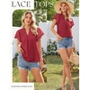 image:imageGRACE KARIN Womens Lace Short Sleeve Tops Summer Dressy Casual Cotton Blouses Flowy V Neck Dress Shirts Trendy Clothing 2026Red