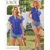 image:imageGRACE KARIN Womens Lace Short Sleeve Tops Summer Dressy Casual Cotton Blouses Flowy V Neck Dress Shirts Trendy Clothing 2026Royal Blue
