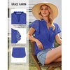 image:imageGRACE KARIN Womens Lace Short Sleeve Tops Summer Dressy Casual Cotton Blouses Flowy V Neck Dress Shirts Trendy Clothing 2026Royal Blue