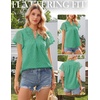image:imageGRACE KARIN Womens Lace Short Sleeve Tops Summer Dressy Casual Cotton Blouses Flowy V Neck Dress Shirts Trendy Clothing 2026Turquoise