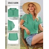 image:imageGRACE KARIN Womens Lace Short Sleeve Tops Summer Dressy Casual Cotton Blouses Flowy V Neck Dress Shirts Trendy Clothing 2026Turquoise