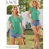 image:imageGRACE KARIN Womens Lace Short Sleeve Tops Summer Dressy Casual Cotton Blouses Flowy V Neck Dress Shirts Trendy Clothing 2026Turquoise