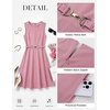 image:imageGRACE KARIN Work Business Midi Flowy Sleeveless Dresses for Women  A LineBeltedCollar NeckKnee Lengthwith Pockets ZipperBusiness CausalOfficeChurchFuneralCocktailWeddingProfessionalGray Pink