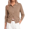 image:imageGRACE KARIN Cardigan for Women Trendy Cable Knit Long Sleeve Button Up Sweaters Lightweight Lapel Collar 2026 Fall ClothesDark Camel