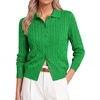 image:imageGRACE KARIN Cardigan for Women Trendy Cable Knit Long Sleeve Button Up Sweaters Lightweight Lapel Collar 2026 Fall ClothesGreen