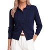 image:imageGRACE KARIN Cardigan for Women Trendy Cable Knit Long Sleeve Button Up Sweaters Lightweight Lapel Collar 2026 Fall ClothesNavy Blue