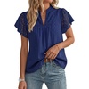 image:imageGRACE KARIN Womens Lace Short Sleeve Tops Summer Dressy Casual Cotton Blouses Flowy V Neck Dress Shirts Trendy Clothing 2026Navy Blue
