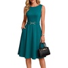 image:imageGRACE KARIN Work Business Midi Flowy Sleeveless Dresses for Women  A LineBeltedCollar NeckKnee Lengthwith Pockets ZipperBusiness CausalOfficeChurchFuneralCocktailWeddingProfessionalBlue Green