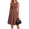 image:imageGRACE KARIN Work Business Midi Flowy Sleeveless Dresses for Women  A LineBeltedCollar NeckKnee Lengthwith Pockets ZipperBusiness CausalOfficeChurchFuneralCocktailWeddingProfessionalCoffee
